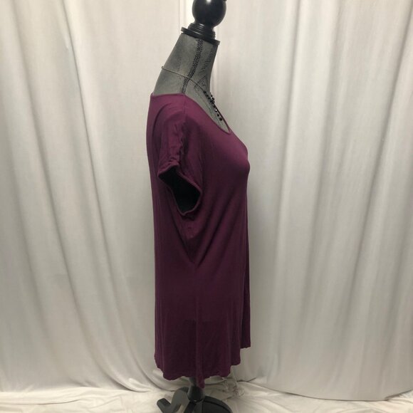 Daisy Fuentes Tunic Womens Size XL Purple Gathered Side Cap Sleeves Top - Picture 5 of 9